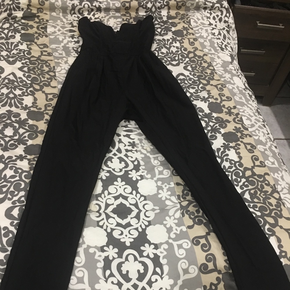 Black V cut front jumpsuit